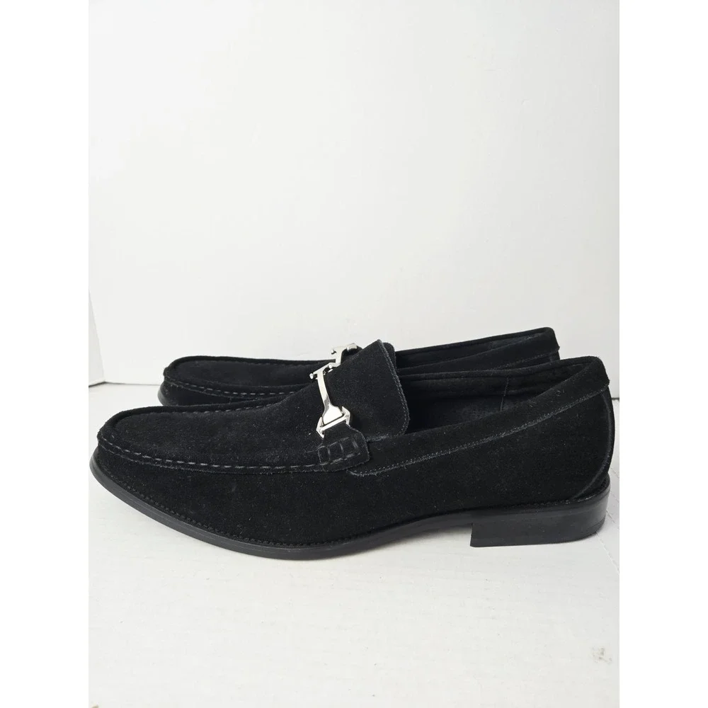 Men's Shoes‎ Stacy Adams Neville Suede Slip On Loafer Size 14M Black